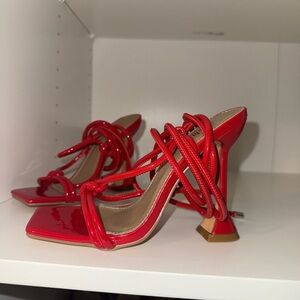 Red Strappy Women's Heels